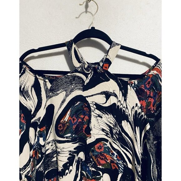 Free People Dress Womens Large Drift Away Black Abstract Cold Shoulder Tunic - Picture 3 of 10